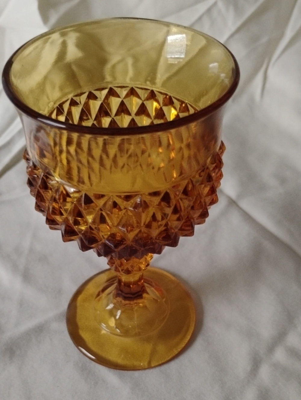 Indiana Glass - Amber - Diamond-Cut Goblet - Home Accents
